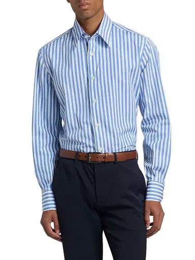 Isaia Men's Bengal Stripe Cotton Shirt | Thumbnail 3 Isaia Men's Bengal Stripe Cotton Shirt | Thumbnail 3