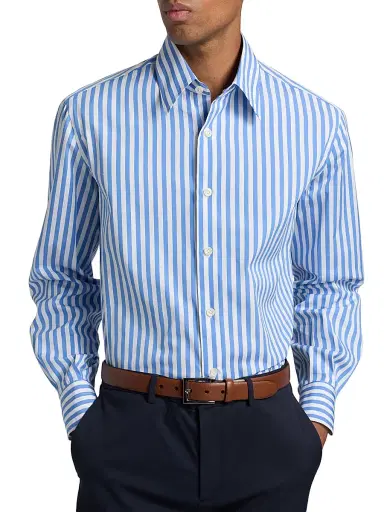Isaia Men's Bengal Stripe Cotton Shirt | Thumbnail 6 Isaia Men's Bengal Stripe Cotton Shirt | Thumbnail 6