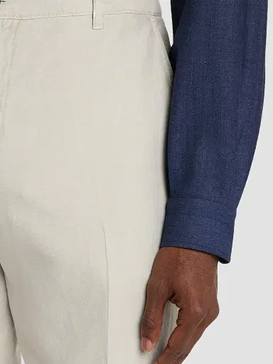 Isaia Men's Cotton-Linen-Blend Crease-Front Pants | Thumbnail 5 Isaia Men's Cotton-Linen-Blend Crease-Front Pants | Thumbnail 5