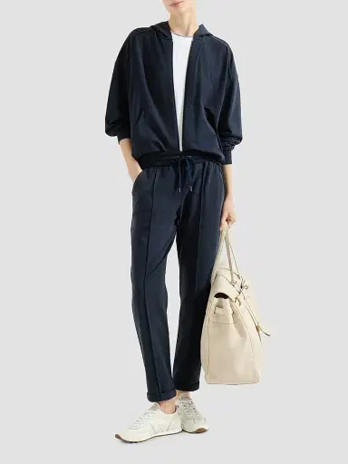 Brunello Cucinelli Women's Stretch Cotton Lightweight French Terry Hooded Sweatshirt | Thumbnail 2 Brunello Cucinelli Women's Stretch Cotton Lightweight French Terry Hooded Sweatshirt | Thumbnail 2