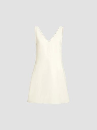 Brunello Cucinelli Women's Viscose and Linen Fluid Twill Mini Dress | Thumbnail 1 Brunello Cucinelli Women's Viscose and Linen Fluid Twill Mini Dress | Thumbnail 1