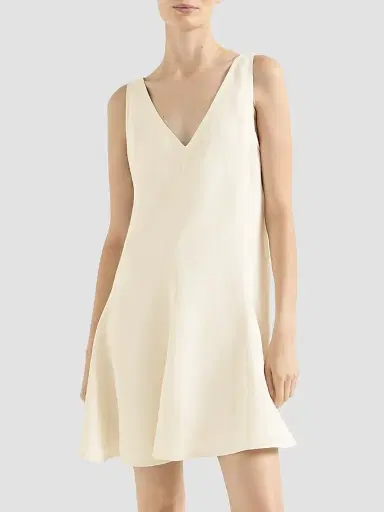 Brunello Cucinelli Women's Viscose and Linen Fluid Twill Mini Dress | Thumbnail 3 Brunello Cucinelli Women's Viscose and Linen Fluid Twill Mini Dress | Thumbnail 3