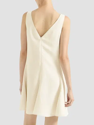 Brunello Cucinelli Women's Viscose and Linen Fluid Twill Mini Dress | Thumbnail 4 Brunello Cucinelli Women's Viscose and Linen Fluid Twill Mini Dress | Thumbnail 4