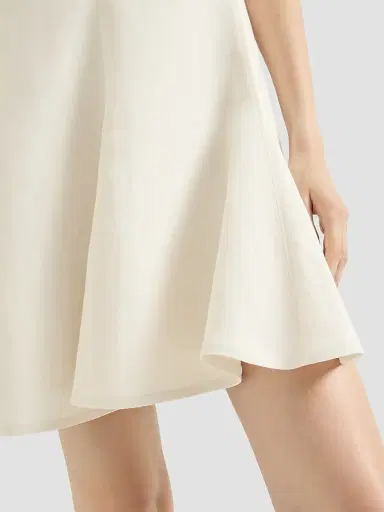 Brunello Cucinelli Women's Viscose and Linen Fluid Twill Mini Dress | Thumbnail 6 Brunello Cucinelli Women's Viscose and Linen Fluid Twill Mini Dress | Thumbnail 6