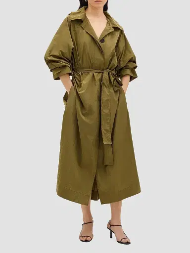 Another Tomorrow Women's Nylon Trench Coat | Thumbnail 2 Another Tomorrow Women's Nylon Trench Coat | Thumbnail 2