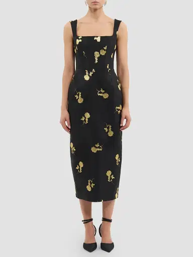 Rebecca Vallance Women's Mariya Metallic Floral Midi-Dress | Thumbnail 2 Rebecca Vallance Women's Mariya Metallic Floral Midi-Dress | Thumbnail 2