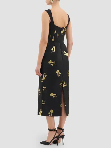 Rebecca Vallance Women's Mariya Metallic Floral Midi-Dress | Thumbnail 3 Rebecca Vallance Women's Mariya Metallic Floral Midi-Dress | Thumbnail 3