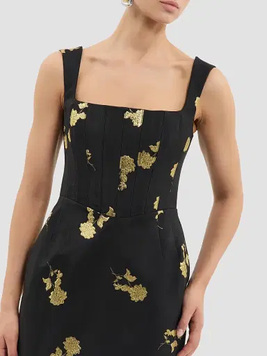 Rebecca Vallance Women's Mariya Metallic Floral Midi-Dress | Thumbnail 5 Rebecca Vallance Women's Mariya Metallic Floral Midi-Dress | Thumbnail 5