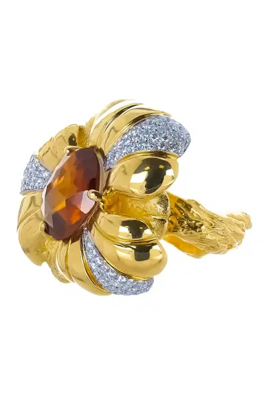 VICTOR VELYAN Brown Zircon Diamonds Flower Ring | Thumbnail 2 VICTOR VELYAN Brown Zircon Diamonds Flower Ring | Thumbnail 2