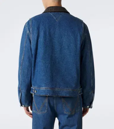 Bottega Veneta Intrecciato leather-trimmed denim jacket | Thumbnail 4 Bottega Veneta Intrecciato leather-trimmed denim jacket | Thumbnail 4