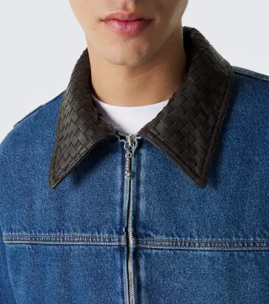 Bottega Veneta Intrecciato leather-trimmed denim jacket | Thumbnail 6 Bottega Veneta Intrecciato leather-trimmed denim jacket | Thumbnail 6