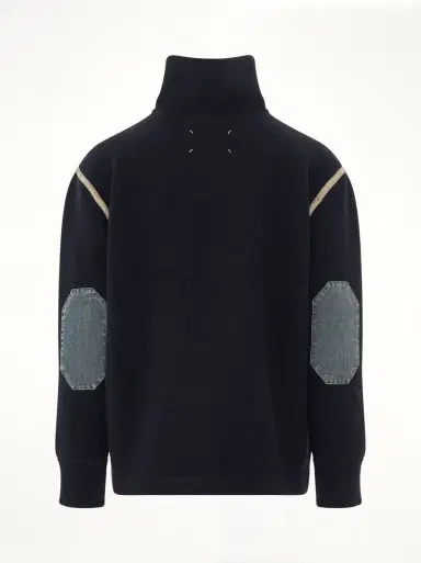 Maison Margiela Knit Pullover with Stripe Detail in Navy | Thumbnail 4 Maison Margiela Knit Pullover with Stripe Detail in Navy | Thumbnail 4