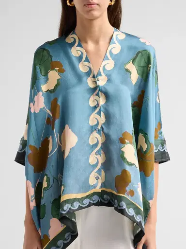 Johnny Was Women's Fatima Printed Draped Blouse | Thumbnail 5 Johnny Was Women's Fatima Printed Draped Blouse | Thumbnail 5