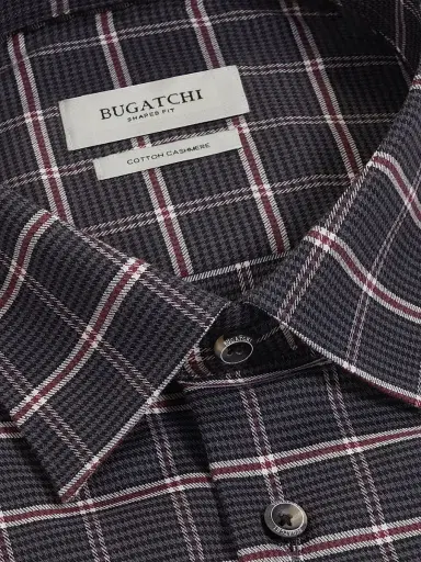 Bugatchi Men's Julian Woven Shaped Cotton-Cashmere Shirt | Thumbnail 5 Bugatchi Men's Julian Woven Shaped Cotton-Cashmere Shirt | Thumbnail 5