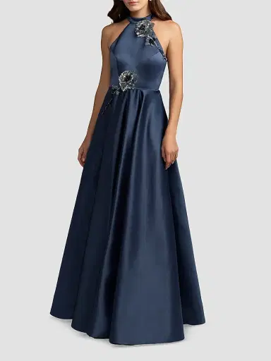 Mac Duggal Women's Satin Sequin Floral A-Line Gown | Thumbnail 2 Mac Duggal Women's Satin Sequin Floral A-Line Gown | Thumbnail 2