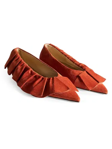JW Anderson Women's 25MM Ruffled Suede Ballerina Flats | Thumbnail 2 JW Anderson Women's 25MM Ruffled Suede Ballerina Flats | Thumbnail 2