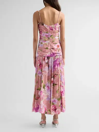 Hemant & Nandita Women's Floral Ruched Drop-Waist Maxi Dress | Thumbnail 3 Hemant & Nandita Women's Floral Ruched Drop-Waist Maxi Dress | Thumbnail 3
