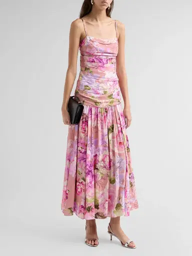 Hemant & Nandita Women's Floral Ruched Drop-Waist Maxi Dress | Thumbnail 4 Hemant & Nandita Women's Floral Ruched Drop-Waist Maxi Dress | Thumbnail 4