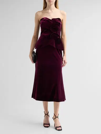 THEIA Women's Kelsey Sculpted Velvet Midi Dress | Thumbnail 2 THEIA Women's Kelsey Sculpted Velvet Midi Dress | Thumbnail 2