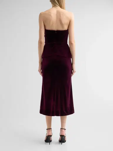 THEIA Women's Kelsey Sculpted Velvet Midi Dress | Thumbnail 3 THEIA Women's Kelsey Sculpted Velvet Midi Dress | Thumbnail 3