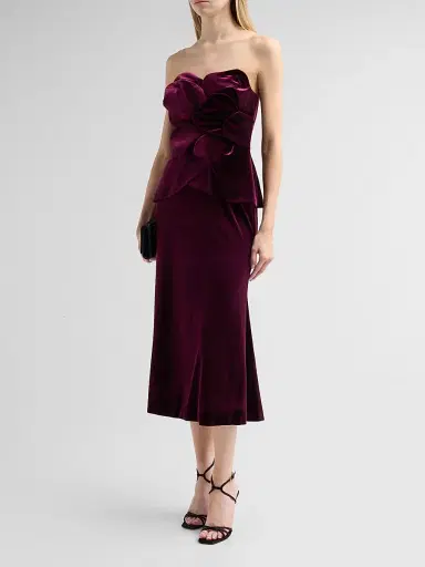 THEIA Women's Kelsey Sculpted Velvet Midi Dress | Thumbnail 4 THEIA Women's Kelsey Sculpted Velvet Midi Dress | Thumbnail 4