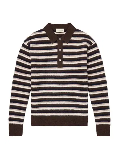 OFFICINE GÉNÉRALE Patchi Striped Wool-Blend Polo Shirt - Men | Thumbnail 1 OFFICINE GÉNÉRALE Patchi Striped Wool-Blend Polo Shirt - Men | Thumbnail 1
