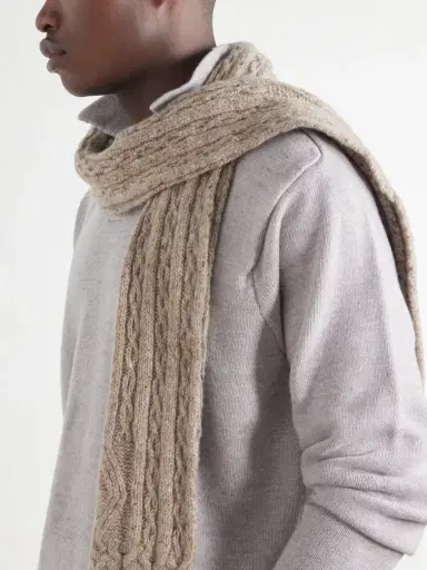Inis Meáin Cable-Knit Donegal Merino Wool and Cashmere-Blend Scarf - Men | Thumbnail 3 Inis Meáin Cable-Knit Donegal Merino Wool and Cashmere-Blend Scarf - Men | Thumbnail 3