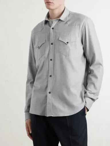 Canali Lyocell and Cotton-Blend Herringbone Shirt - Men | Thumbnail 3 Canali Lyocell and Cotton-Blend Herringbone Shirt - Men | Thumbnail 3