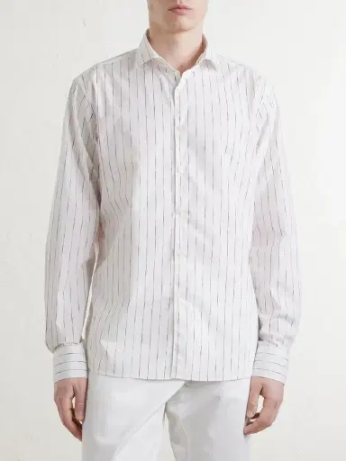 Canali Striped Cotton-Poplin Shirt - Men | Thumbnail 3 Canali Striped Cotton-Poplin Shirt - Men | Thumbnail 3