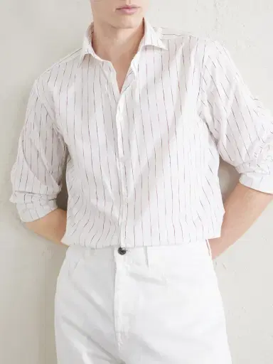 Canali Striped Cotton-Poplin Shirt - Men | Thumbnail 6 Canali Striped Cotton-Poplin Shirt - Men | Thumbnail 6
