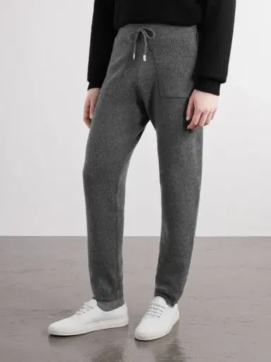 ELEVENTY Tapered Ribbed Cashmere Drawstring Sweatpants - Men | Thumbnail 3 ELEVENTY Tapered Ribbed Cashmere Drawstring Sweatpants - Men | Thumbnail 3