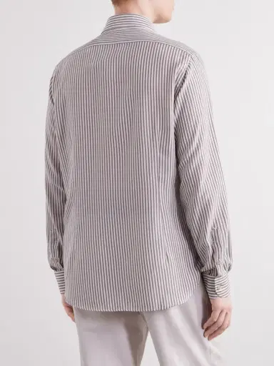 ELEVENTY Striped Lyocell and Cotton-Blend Shirt - Men | Thumbnail 4 ELEVENTY Striped Lyocell and Cotton-Blend Shirt - Men | Thumbnail 4