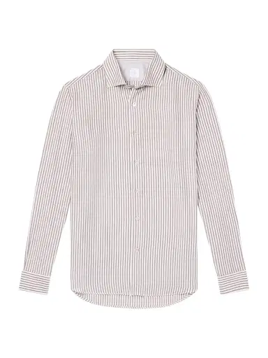 ELEVENTY Striped Lyocell and Cotton-Blend Shirt - Men | Thumbnail 1 ELEVENTY Striped Lyocell and Cotton-Blend Shirt - Men | Thumbnail 1