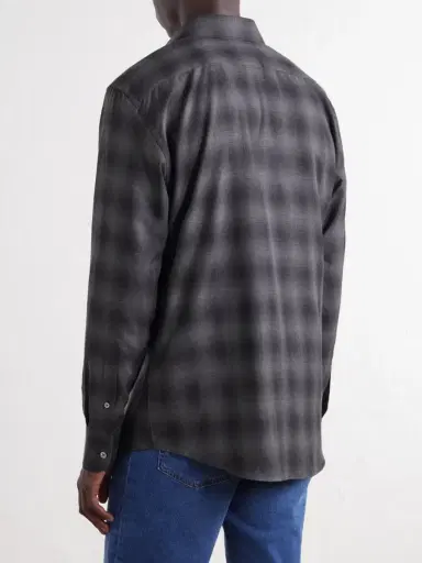 Zegna Checked Cotton and Cashmere-Blend Shirt - Men | Thumbnail 4 Zegna Checked Cotton and Cashmere-Blend Shirt - Men | Thumbnail 4