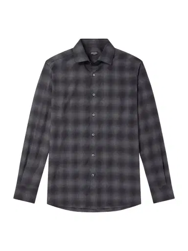 Zegna Checked Cotton and Cashmere-Blend Shirt - Men | Thumbnail 1 Zegna Checked Cotton and Cashmere-Blend Shirt - Men | Thumbnail 1