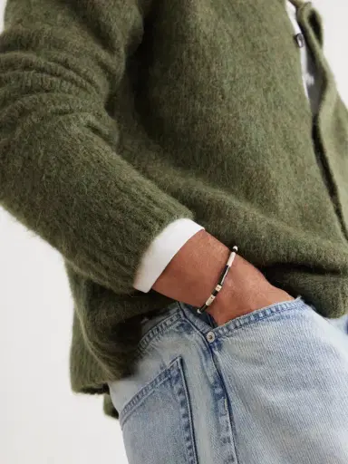 Mikia Heishi, Sterling Silver and Fossil Jasper Beaded Bracelet - Men | Thumbnail 2 Mikia Heishi, Sterling Silver and Fossil Jasper Beaded Bracelet - Men | Thumbnail 2