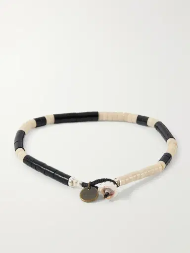 Mikia Heishi, Sterling Silver and Fossil Jasper Beaded Bracelet - Men | Thumbnail 3 Mikia Heishi, Sterling Silver and Fossil Jasper Beaded Bracelet - Men | Thumbnail 3