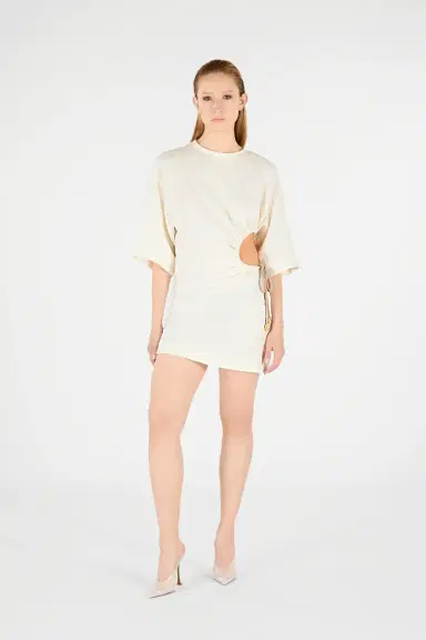 Roberto Cavalli Solid Linen Short Dress | Thumbnail 7 Roberto Cavalli Solid Linen Short Dress | Thumbnail 7