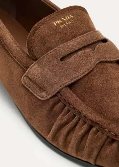 Prada Suede Ruched-Toe Penny Loafers | Thumbnail 3 Prada Suede Ruched-Toe Penny Loafers | Thumbnail 3
