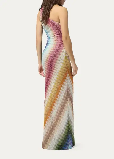 Missoni One-Shoulder Metallic Zigzag Crochet Maxi Dress | Thumbnail 3 Missoni One-Shoulder Metallic Zigzag Crochet Maxi Dress | Thumbnail 3