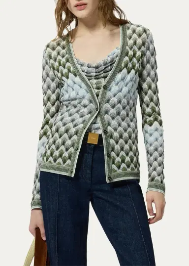 Missoni Metallic Lace Knit Slim V-Neck Cardigan | Thumbnail 4 Missoni Metallic Lace Knit Slim V-Neck Cardigan | Thumbnail 4