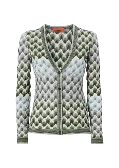 Missoni Metallic Lace Knit Slim V-Neck Cardigan | Thumbnail 1 Missoni Metallic Lace Knit Slim V-Neck Cardigan | Thumbnail 1