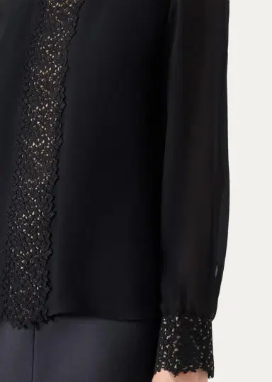 Akris Mock-Neck Lace Inset Long-Sleeve Blouse | Thumbnail 5 Akris Mock-Neck Lace Inset Long-Sleeve Blouse | Thumbnail 5