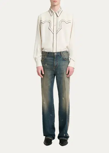 AMIRI Men's MA Fit Star Studded-Trim Jeans | Thumbnail 2 AMIRI Men's MA Fit Star Studded-Trim Jeans | Thumbnail 2