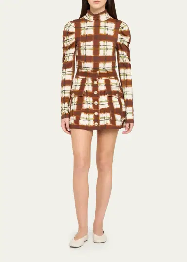 Cara Cara Chira Blurred Plaid Turtleneck Top | Thumbnail 2 Cara Cara Chira Blurred Plaid Turtleneck Top | Thumbnail 2