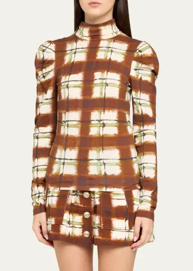 Cara Cara Chira Blurred Plaid Turtleneck Top | Thumbnail 4 Cara Cara Chira Blurred Plaid Turtleneck Top | Thumbnail 4