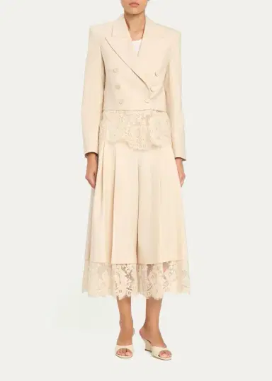 Zimmermann Lace-Trim Wool-Blend Double-Breasted Jacket | Thumbnail 2 Zimmermann Lace-Trim Wool-Blend Double-Breasted Jacket | Thumbnail 2