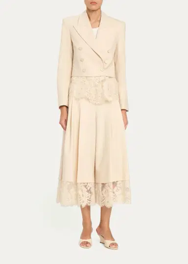 Zimmermann Valiant Lace-Hem Stretch-Wool Skirt | Thumbnail 2 Zimmermann Valiant Lace-Hem Stretch-Wool Skirt | Thumbnail 2