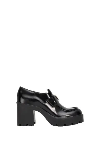 Prada 85mm Triangle Logo Leather Platform Loafers | Thumbnail 1 Prada 85mm Triangle Logo Leather Platform Loafers | Thumbnail 1