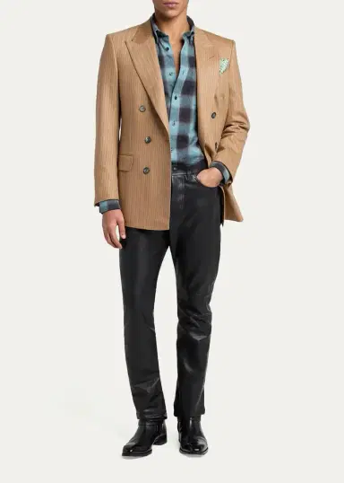 Tom Ford Men's Brushed Flannel Check Button-Down Shirt | Thumbnail 2 Tom Ford Men's Brushed Flannel Check Button-Down Shirt | Thumbnail 2